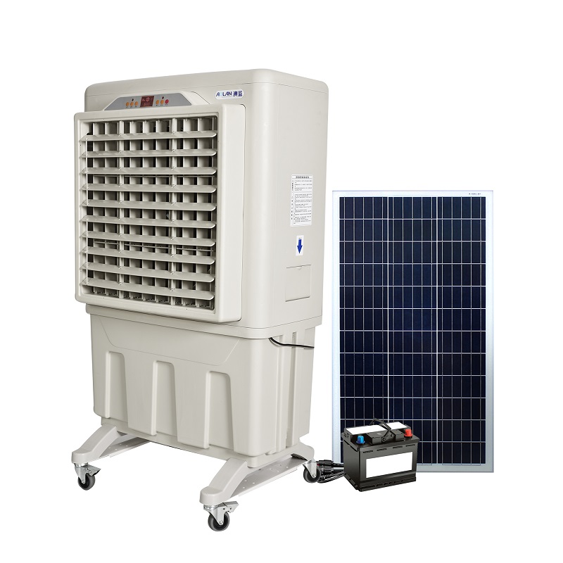 Refroidisseur d'air à alimentation CC, Refroidisseurs par évaporation, Refroidisseur d'air à énergie solaire